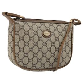 GUCCI GG Plus Supreme Schultertasche PVC Beige Gold