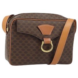 Céline CELINE Macadam Canvas Shoulder Bag PVC Leather Brown Gold