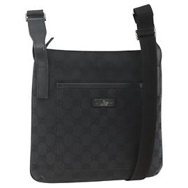 GUCCI GG Canvas Schultertasche Schwarz Silber 122793