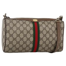 GUCCI GG Supreme Web Sherry Line Bag PVC Beige Gold 378 02 017