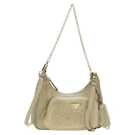 PRADA Chain Shoulder Bag Nylon 3way Beige Gold - Prada