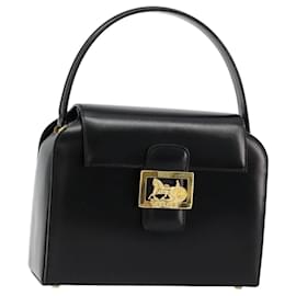 Céline CELINE Horse Carriage Hand Bag Leather Black Gold