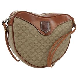 Céline CELINE Macadam Canvas Shoulder Bag PVC Leather Beige Gold