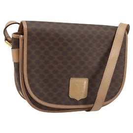 Céline CELINE Macadam Canvas Shoulder Bag PVC Leather Brown Gold