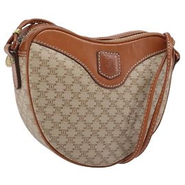 Céline CELINE Bolso de hombro de lona Macadam PVC Beige Oro