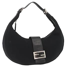 FENDI Mamma Baguette Shoulder Bag Nylon Black Silver