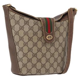GUCCI GG Supreme Web Sherry Line Bag PVC Beige Gold 40 02 081