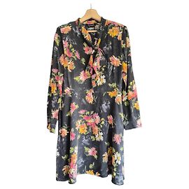 The Kooples Langes Kleid mit schwarzen Blumen