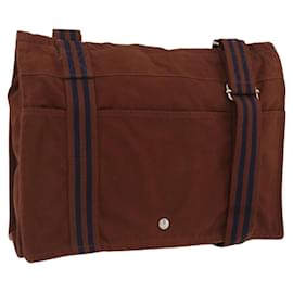 HERMES Fourre Tout Schultertasche Baumwolle Braun Silber - Hermès