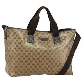 GUCCI GG Crystal Tote Bag Coated Canvas Braun 257298