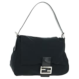 FENDI Mamma Baguette Shoulder Bag Nylon Black Silver