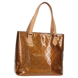 LOUIS VUITTON Monogram Vernis Houston Hand Bag Bronze M91122 LV