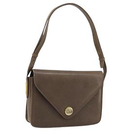 Bolsa de ombro GUCCI em couro cinza e dourado