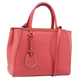 FENDI 2JOURS Hand Bag Leather 2way Pink Gold