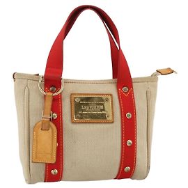 LOUIS VUITTON Antigua Cabas PM Hand Bag Red Beige M40038 LV