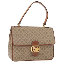 Céline CELINE Macadam Canvas Hand Bag PVC Beige Gold