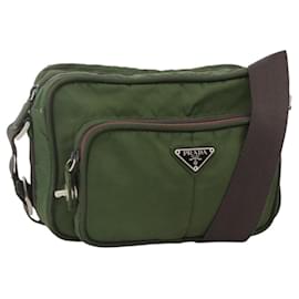 PRADA Shoulder Bag Nylon Green Silver