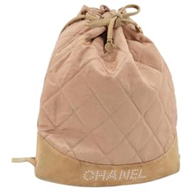 CHANEL Matelassé Rucksack Satin Pink Gold CC