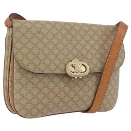 Céline CELINE Macadam Canvas Shoulder Bag PVC Beige Gold