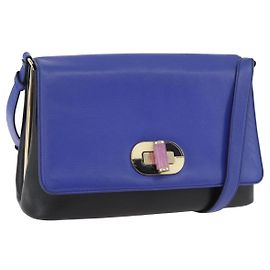 Bulgari BVLGARI Isabella Rossellini Shoulder Bag Leather Blue Gold