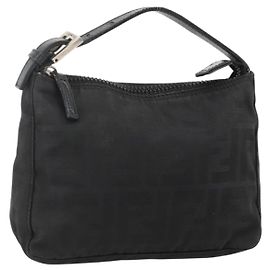 FENDI Zucca Canvas Hand Pouch Nylon Black Silver