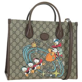 GUCCI GG Supreme Donald Duck Hand Bag PVC 2way Beige Gold 648134