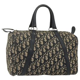 Christian Dior Trotter Canvas Boston Bag Navy Silver