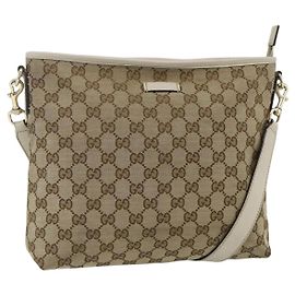 GUCCI Sac à épaule en toile GG Beige Or 388924