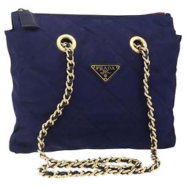 PRADA Chain Shoulder Bag Nylon Purple Gold