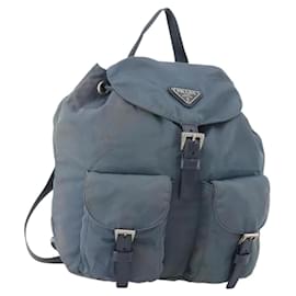 PRADA Backpack Nylon Blue Silver