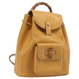 GUCCI Bamboo Backpack Leather Beige Gold 003 2058 0030
