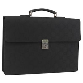 GUCCI GG Canvas Business Bag Nylon Black Silver 015 0235