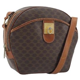 Céline CELINE Macadam Canvas Shoulder Bag PVC Leather Brown Gold