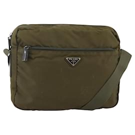 PRADA Shoulder Bag Nylon Khaki Silver