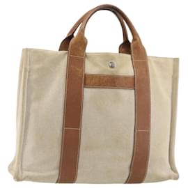 Hermès HERMES Sac Arne MM Hand Bag Canvas Beige Silver