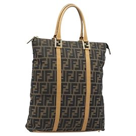 FENDI Zucca Canvas Tote Bag Black Brown