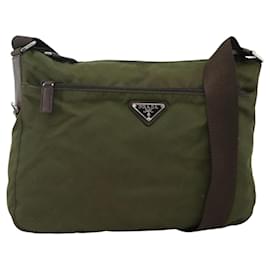 PRADA Shoulder Bag Nylon Khaki Silver