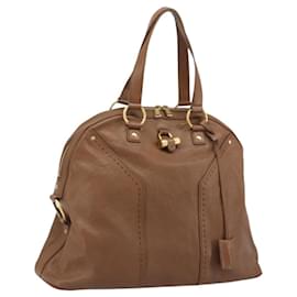 SAINT LAURENT Muse Shoulder Bag Leather Brown Gold 153959