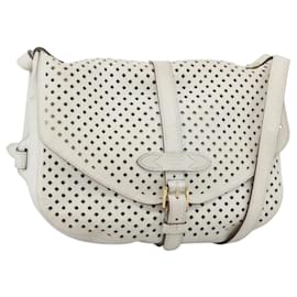 LOUIS VUITTON Leather Perfo Saumur 30 Shoulder Bag White M93997 LV