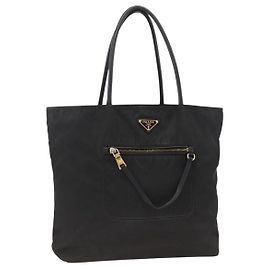 PRADA Tote Bag Nylon Black Gold