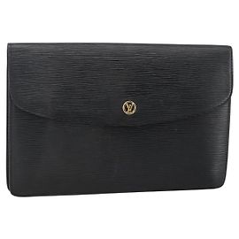 LOUIS VUITTON Epi Montaigne 27 Clutch Bag Black M52652 LV