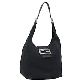 FENDI Hand Bag Nylon Black Silver