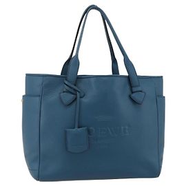 LOEWE Heritage Tote Bag Leather Gold Blue