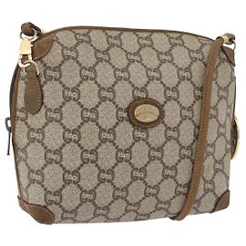 GUCCI GG Plus Supreme Schultertasche PVC Beige Gold
