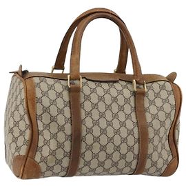 GUCCI GG Supreme Boston Bag PVC Beige Gold