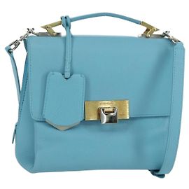 BALENCIAGA Bolso de mano de piel 2way Azul claro Dorado 391571