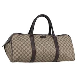 GUCCI GG Supreme Boston Bag PVC Brown Silver 108793