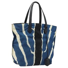 FENDI Tote Bag Nylon Blue Silver