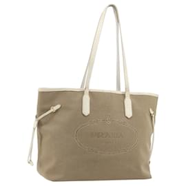 PRADA Tote Bag Canvas Beige Gold - Prada