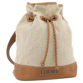 LOEWE Purse Shoulder Bag Canvas Beige Gold